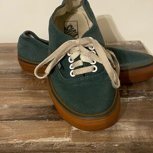 Vans Men's Teal Canvas Sneakers with Gum Sole